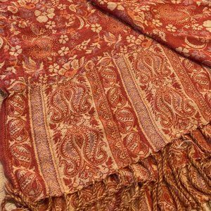 Floral Print Scarf/Wrap in Red and Orange